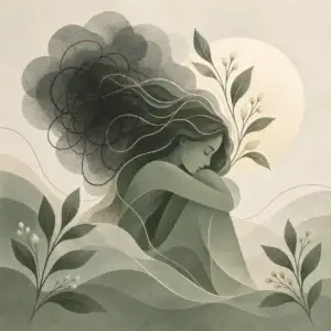 Representação artística de depressão e cuidado emocional